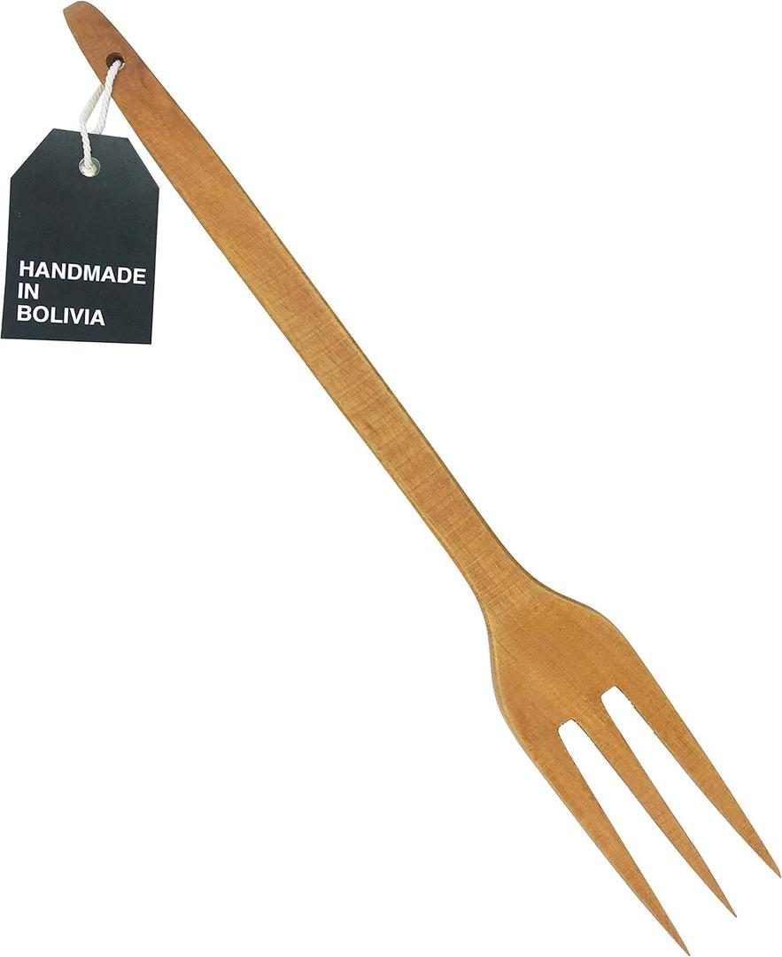 Wooden Cooking Serving Utensils High Heat Resistance - Handmade (Wooden Fork - Three Tines)