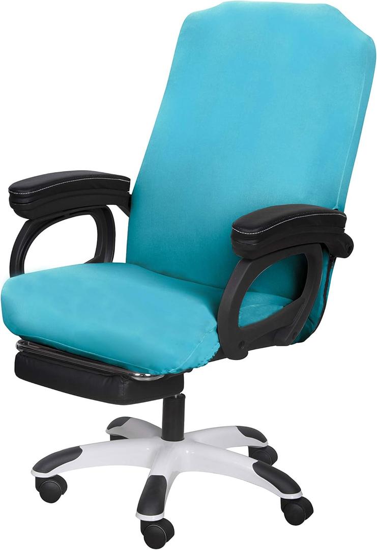 SARAFLORA Office Chair Cover- Large, Teal- Removable Computer Chair Cover for Office Chair with Zipper for Universal Rotating Chair Desk Chair Cover High Back Chair Seat Washable Protector for Pets