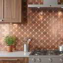 10 Sheet Arabesque Peel and Stick Backsplash Tile, Stick on Backsplash for Kitchen and Bathroom Wall, Retro Brown Look PVC Mixed Metal Aluminum