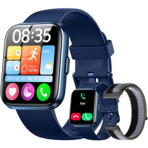 Smart Watches for Men (Android & iPhones), 1.85" HD Alexa Built-in Smart Wacth With Heart Rate Monitor, Sleep/Step Tracker, 120+ Sport Modes Fitness Tracker Watch for Women, IP68 Waterproof Watch (Blue Dark)