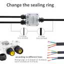 External Electric Junction Box Outdoor Waterproof IP68, 3-Way Plug Line External Electric Power Cord Boxes, M20 Coaxial Cable Connector Wire Range 3~12mm(0.12~0.26")