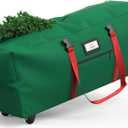 Winpull Rolling Christmas Tree Storage Bag for 9 ft Artificial Tree, 600D Waterproof Oxford Fabric, Large Christmas Tree Bag with Dual Zipper, Wheels, Handles, Heavy Duty Xmas Storage Container -Green