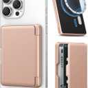BXYJY for MagSafe Phone Wallet, Magnetic Card Holder(4-5 Card), RFID Blocking, Built-in Mirror, Men Women Wallet for iPhone 16/15/14/13/12 Series or Magnetic Case, Not for iPhone 13/12 Mini, Rose Gold