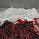 5 Piece Cosplay Costumes For Women,Halloween Lingerie Outfits,Tie Crop Top & Plaid Skirt Set (Small, Red)