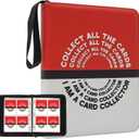 Trading Card Binder with 4 Pocket Pages, Top Loading 400 Pockets card collection Albums 3 rings card sleeves binder sheets (Red, 400 Pockets)