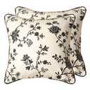 bilin gaier Throw Pillow Covers Set of 2,Classic Black and White Floral Elegant French Linen Pillowcases,Decorative Square Pillow Covers Cushion Covers for Couch Bed Sofa Chair 18x18 Inches
