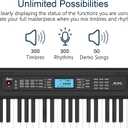 61 Key Keyboard Piano, Portable Electric Piano Keyboard w/LCD Screen, Built-In Speakers, Headphones, Stand, Stool, Music Rest, Microphone, 300 Timbres, 300 Rhythms, Jikada-61 Key Keyboard Kit