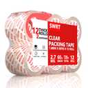 SWRT 2.7Mil Thick Ultra Clear Packing Tape, 12 Rolls Heavy Duty Packaging Tape with 2 Dispensers for Shipping Packaging Moving Mailing, Thicker Sealing Tape-1.88" x 60 Yards Per Roll, 720 Total Yards