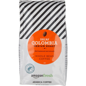 Amazon Fresh Decaf Colombia Whole Bean Coffee, Medium Roast, 12 Ounce (Pack of 3) Expiry: 05/27/2026
