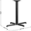 Flash Furniture Beverly 23.75" x 30" Restaurant Table X-Base with 3" Diameter Table Height Column, Commercial X-Base Cast Iron Table Base, Black, Set of 1
