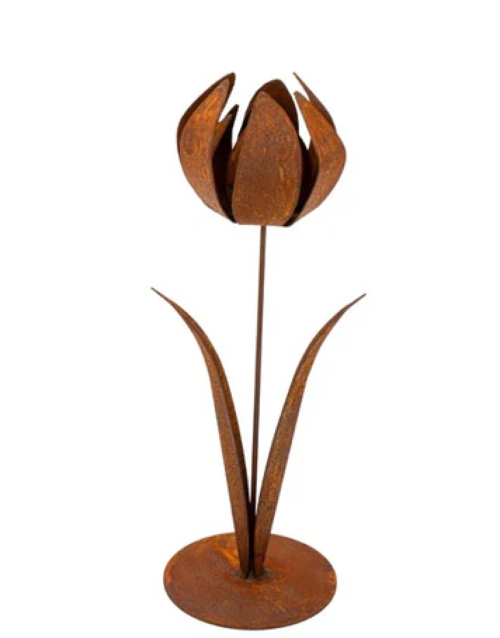 Rustic Wrought Iron Tulip Art Ornament,Rustic Metal Yard Ornament