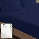 Mayfair Linen 100% Egyptian Cotton King Fitted Sheet Only - 600 Thread Count Fitted Sheet King Size, Luxuriously Soft, Cooling 16" Deep Pocket Bottom Sheets, Sateen Weave, Hotel Quality - Navy Blue