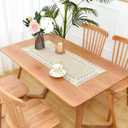 Linen Rustic Farmhouse Style Short Table Runner Beige Lace Basic Flax Dresser Scarf 36 Inch