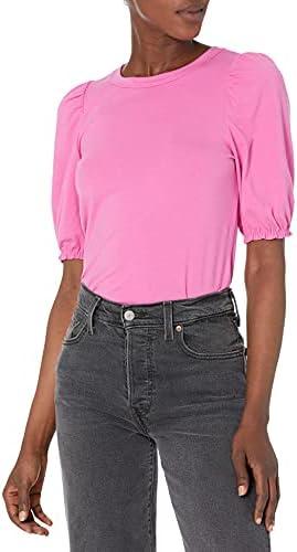 Amazon Essentials Women's Regular-Fit Twist Puff Sleeve Crewneck T-Shirt, M