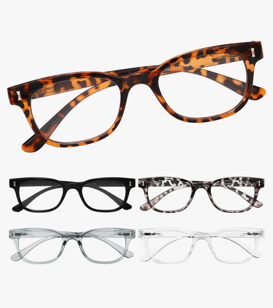 BLS BLUES 5 Packs Reading Glasses for Women Blue Light Blocking, Vintage Computer Eyewear +2.0