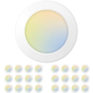 Amico 24 Pack 6 Inch LED Disk Lights, Dimmable Flush Mount Ceiling Disc Lights, 2700K/3000K/4000K/5000K/6000K Selectable, 12W Eqv 110W, 1050LM, Low Profile Surface Mount Ceiling Light, ETL&FCC