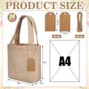 Aliceset 24 Pcs Mini Burlap Tote Bags with Handles Reusable Burlap Gift Bags with Tags Small Wedding Welcome Bridesmaids Jute Bag Bulk for Party Supplies DIY Craft (8 x 8 x 3.2 Inch,Light Brown)