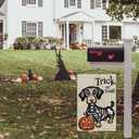 10 x Halloween Trick or Treat Garden Flag Ghost Dog 12x18 Inch Small Double Sided Burlap Welcome Yard Dachshund Skeleton Outside Decorations DF342