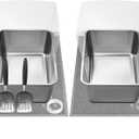 2 PCS Stainless Steel Cat Litter Box, Extra Large Metal Litter Box with Plastic Shields, Kitty Basic Litter Pan 23.6''*15.8'' with Metal Litter Scoopers, Litter Mat