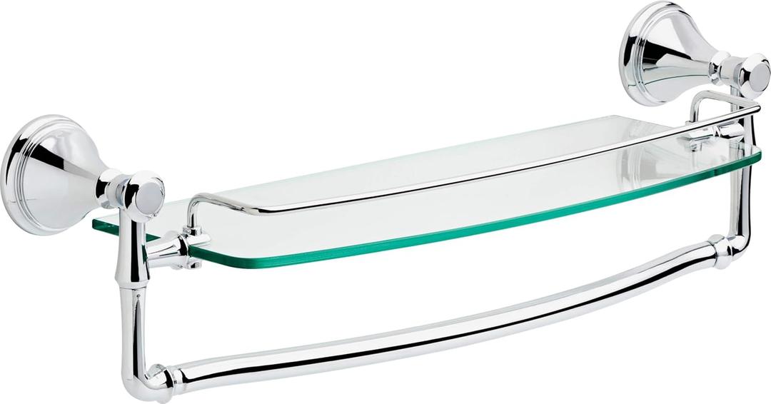 Delta 79710 Cassidy 18-in Glass Shelf with Towel Bar in Polished Chrome