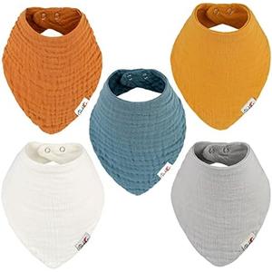 Bedeca Muslin Baby Bibs, 100% Organic Cotton Baby Bandana Drool Bibs for Boy and Girls, Newborn Bib for Teething and Drooling