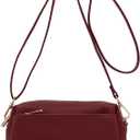 FashionPuzzle Triple Zip Small Crossbody Bag (Burgundy)