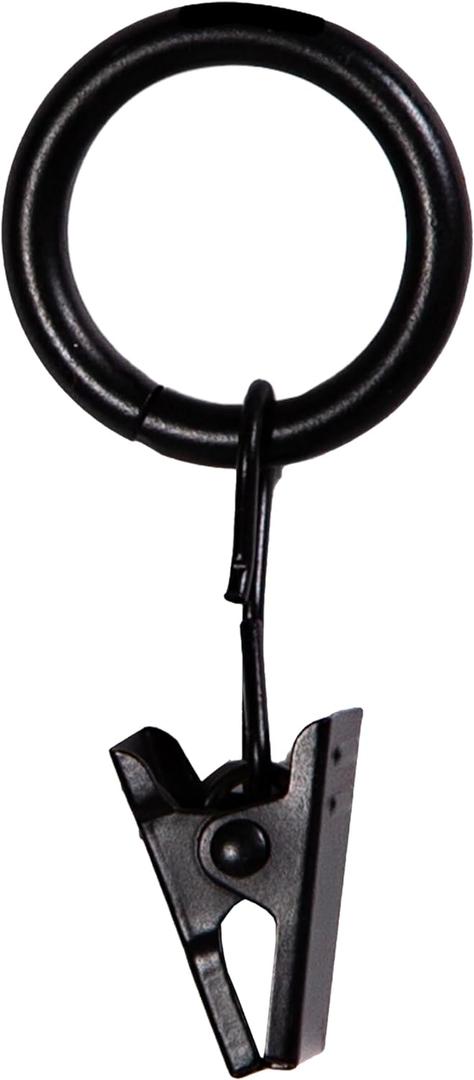 Kenney Petit Window Curtain Clip Rings, 14-Pack, Black (For 1/2" Diameter Rods)
