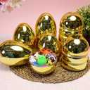 MGparty Jumbo Golden Easter Eggs 6 Inch 6 Pcs Fillable Large Plastic Empty Gold Easter Eggs Bulk for Easter Egg Hunt Basket Stuffers Party Favors and Decorations