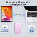 Wireless Keyboard and Mouse Combo, Rechargeable Bluetooth Keyboard & Mouse with 2.4 GHz Wireless USB Receiver, Compatible with iPad, Smartphone, PC, Laptop, Windows/iOS/Android, Pink