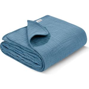 Muslin Swaddle Blankets, Swaddle Blanket for Baby Girls and Boys, Baby Receiving Blankets, Baby Essentials, Suitable for Neutral Newborns and Crib Essentials, Large 40 x 36 inches (Blue)