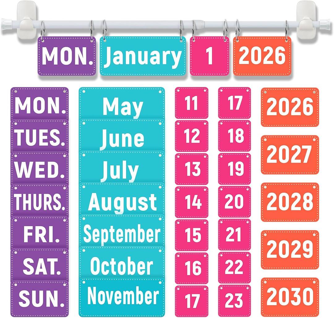 2-in-1 Magnetic Flip Calendar for Classroom with Optional Adhesive Fixation