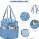 Mesh Shower Caddy Portable, Travel Toiletry Bag for Women Men, Large Capacity Shower Bag Quick Dry Bathroom Bag for Dorm, Gym, Bathroom, Camping, Beach, Swimming, Traveling, Blue (Medium)