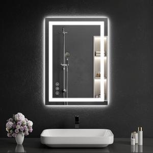 20"x28" LED Bathroom Mirror with Lights, Dimmable, Anti-Fog, Lighted Bathroom Vanity Mirror for Wall, Backlit + Front Lit, Memory Function, Shatter-Proof, Tempered Glass