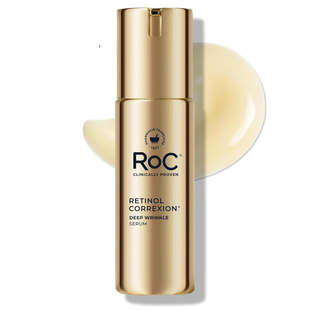 RoC Retinol Correxion Deep Wrinkle Retinol Face Serum with Ascorbic Acid, Anti-Aging Treatment for Fine Lines, Dark Spots, Post Acne Scars, 1 Oz 
