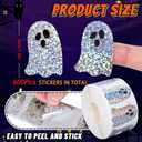 3 x Halloween Ghost Stickers, Laser Cute Boo Ghost Stickers, Suitable for Envelope Journal DecorParty Supplies Halloween Decorations (Style 2)