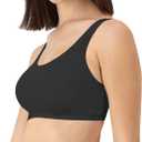Hanes Women's Racerback Cotton T-Back Bralette (3 Pack) (Black, XL)