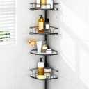 ALLZONE Corner Shower Caddy Tension Pole  Rust-Free Stainless Steel Shower Organizer with Adjustable Storage Shelves, Drill-Free Installation, Quick Setup, Extends from 34 to 116 Inches