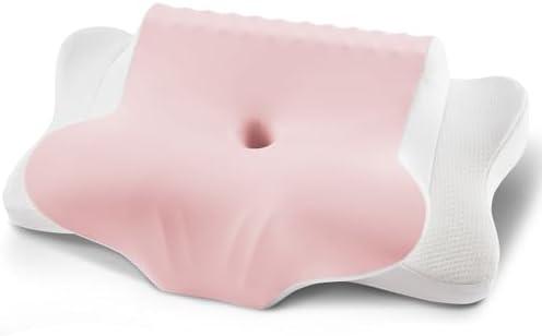 Cervical Pillow for Neck Pain Relief - Cooling Ergonomic Dual-Sided Orthopedic Neck Pillow with Ice Silk Pillowcase, Breathable Memory Foam Contour Pillow for Side, Back, Stomach Sleepers