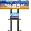 Rolling TV Stand with Shelf for 32-85 inch TVs up to 150lbs, Portable Mobile TV Cart with Silent Wheel, Height Adjustable Universal Corner TV Stand for Bedroom, Living Room, Office