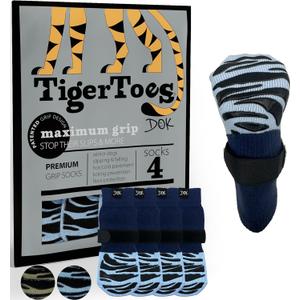 DOK TigerToes Premium Non-Slip Dog Socks for Hardwood Floors - Extra-Thick Grip That Works Even When Twisted - Prevents Licking, Slipping, and Great for Dog Paw Protection (Breezy Blue, X-Large), 4 Socks