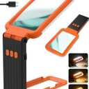 15X Magnifying Glass with Light and Stand, Rechargeable Folding Handheld Real Glass Magnifier, 3 Color Modes Dimmable Lighted Page Magnifier for Reading Small Prints, Seniors with Macular Degeneration