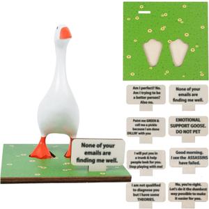 Magnetic Goose Key Holder, 7inch Desk Goose Statue with Wooden Base & Inspirational Sign Kawaii Room Decor Funny Home Office Table Desk Decor Mini Goose for Valentine New Apartment Housewarming Gifts