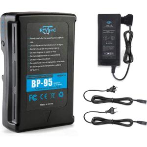 REYTRIC 95Wh(6600mAh) V Mount/V-Lock Battery with D-tap Output Charger and D-Tap Cable Compatible Video Camera Camcorder Broadcast LED Light Replacement Brick for DSLR