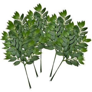 FUNORNAM 60Pcs Italian Ruscus Greenery Stems Artificial Silk Greenery Leaves for DIY Wedding Arch Bouquet Filler Table Centerpieces Home Indoor Decor