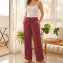 Hixiaohe Women's Casual Wide Leg Sweatpants High Waist Baggy Acid Wash Pants Drawstring Athletic Palazzo Pants with Pockets (Red, XS)