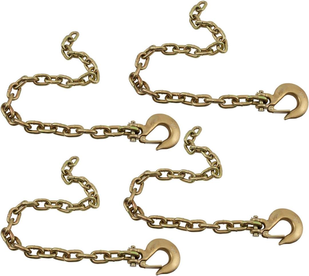 Mytee Products 3/8" x 36" Grade 70 Trailer Safety Chains w/Forged Hook & Safety Clip