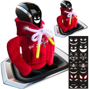 2 Pcs Gear Shift Hoodie, Car Gear Shift Cover Universal Shifter Knobs Hoodie, Cute Car Accessories for Women Interior Girl Car Accessories Interior, New Car Gifts (Red)