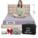 Luxury Grounding Sheets King 22% Silver Fiber, 74% Cotton, 4% Silk, Quality Certified Grounded Well Bed Sheet - Conductive Earth Fitted Sheet for Better Sleep, Grey