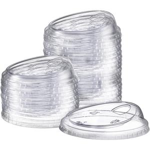 [100 Count] Crystal Clear Strawless PET Plastic Lids for 12, 16, 20 & 24 oz. Milkshake Cups