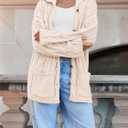 Saodimallsu Womens Cable Knit Cardigan Sweaters Fall Oversized Long Sleeve Button Open Front Knit Sweater Coats (Beige)